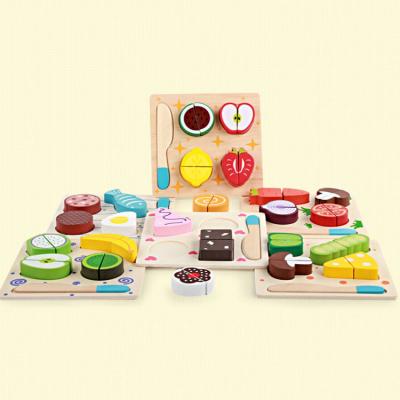 China Various Ways To Play High-end New Children's Intelligent Toys To Pretend Play House Game Food Recognition Toy Wooden Breaking Puzzle for sale