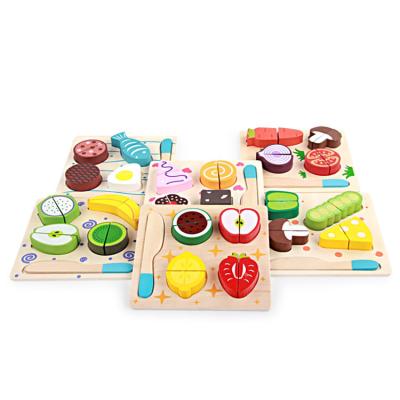 China Various Ways To Play Children Educational Simulation Food Toy Pretend Playset Wooden Breaking Puzzle for sale