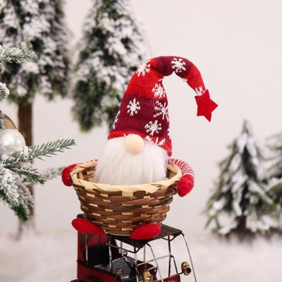 China Eco - Friendly Christmas Party Gift Holder Plush Gnome Candy Storage Basket for sale