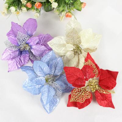 China Fashionable Christmas Series Artificial Flower Christmas Trees Ornament Fabric Flower for sale