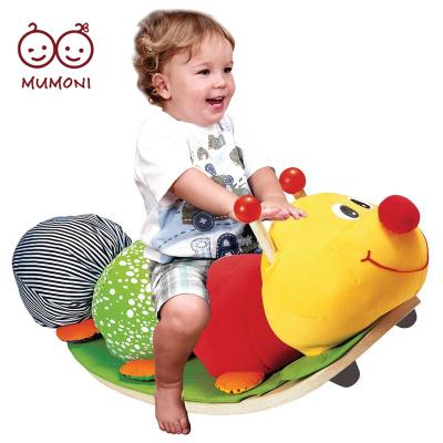 China 2022 New Design Ergonomic Baby Balance Safety Leisure Toys Worm Toddler Wooden Rocker Baby Soothing Safe Rocking Chair for sale