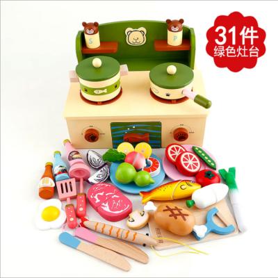 China Newest Eco-friendly Material Wooden Toy Pretend Play Toys Cooking Table Cooking Bench Toy For Kids Gift for sale