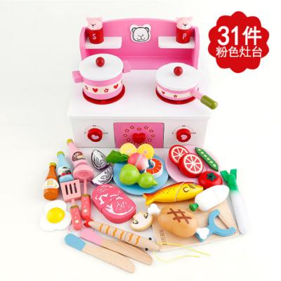 China Amazon Kitchen Toy Baking Stove Bench Eco-friendly Material Hot Selling Wooden Cooking Toy For Kids for sale