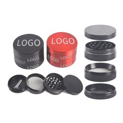 China Herb Grinding Tobacco Custom Black 4pc 4parts 55mm Zinc Aluminum Alloy Round Spice Herb Grinder With Logo Herb-grinder for sale