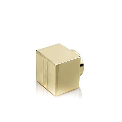 China 15fea Luxury Custom Made Engraved Logo Zamac Shiny Gold Silver Perfume Caps Square for sale