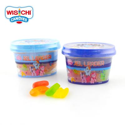 China Free sample 115g natural halal confectionery fruit flavor 26 letters gummies candy assorted gummy in jar for sale