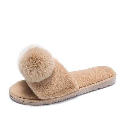 China Wholesale Fashion Trend New High Quality Winter Ladies Warm Peep Flat Toe Slippers For Women for sale