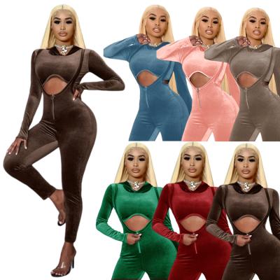 China QUICK DRY Tight Fit Women's Velor Sweater Hoodie Solid Color Tracksuits Tracksuit 2 Piece Set for sale