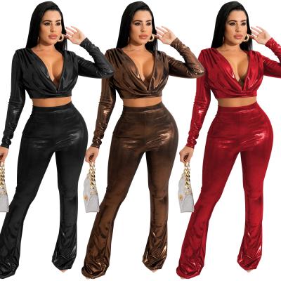 China Nightclub QUICK DRY Tan Women's Deep V Cloth Outfits Women Two Piece Sets With Panty Set for sale