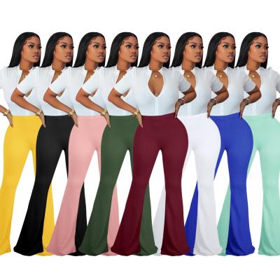 China Anti-Wrinkle Fashion Casual Candy Multicolor Ladies Pants Women Flare Pants for sale