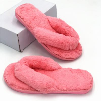 China Winter Fashion Fluffy Fluffy Wear Fluffy Slippers Pink Furry Outer Flip Flops Sweat-absorbent Slippers for sale