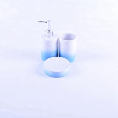 China 5 Pcs Bathroom Lotion Bottle Soap Dish Ceramic Toothbrush Holder Sustainable Bath Set for sale