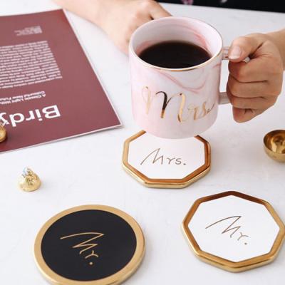 China GUANHONG Sustainable Design Graceful Hexagon Shape Cheap Wholesale Ceramic Coffee Mug Coasters for sale