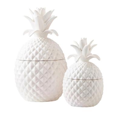 China High Quality White Pineapple Jaret Ceramic Candle Home Decoration GUANHONG for sale