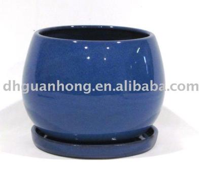 China Ceramic Color Glazed Indoor Ceramic Flower Pot With Saucer for sale