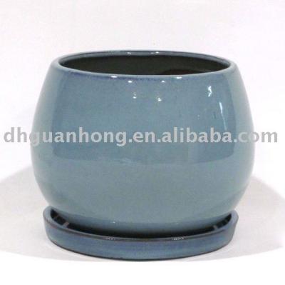 China Ceramic Indoor Round Ceramic Garden Pot With Saucer for sale