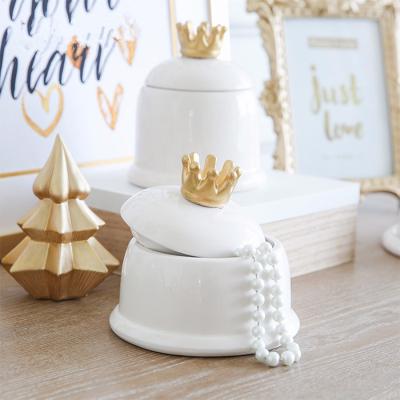 China Guanhong Ceramic Trinket Crown Boxes Wholesale Handmade Jewelry Organizer Necklace Container Storage Case for sale