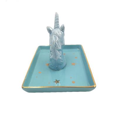 China Wholesale Popular Animal Design Guanhong Ring Holder Ceramic Jewelery Dish With Gold Rim For Wedding Display Tray for sale