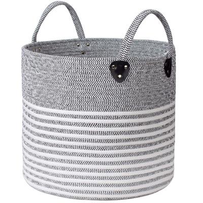 China Sustainable Cotton Woven Cotton Rope Baskets Storage Organizer Large Cotton Rope Basket for sale