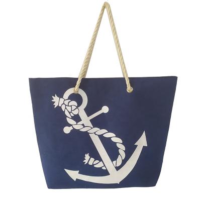 China Customized Splice Fanshion / Tan Printing Polyester Beach Bag Leaf Design Large Lightweight Beach Bag for sale