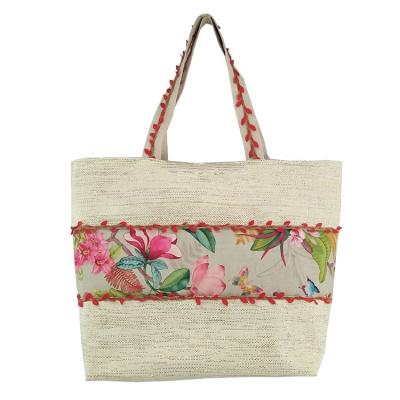 China Wholesale Fashion Beach Bag For Woman Tote Butterfly Flower Pattern Handbag Paper Straw Customized Beach Bag for sale