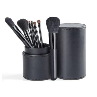 China Free Sample Custom Logo 7pcs Black Handle Makeup Brush Set Durable for sale