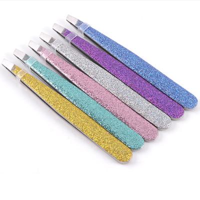 China Durable Beauty Hair Tweezers Fine Hair Puller Stainless Steel Colored Slant Eyebrow Slant Eyebrow Trim Removal Makeup Tools for sale