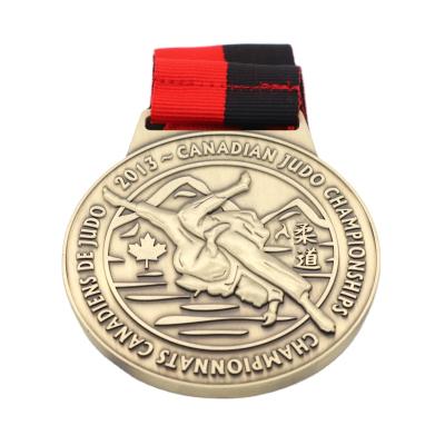 China Custom Europe Enamel Color Zinc Alloy Plating Sports Jiabo Silver Gold Metal Judo Sports Antique Copper Medals for sale