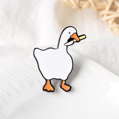 China Europe Color White Enamel Pins Goose Game Metal Cartoon Brooches Children Accessories Lapel Pins for sale