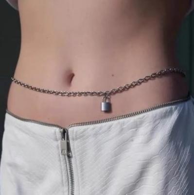 China 2021 new quality sliver plated TRENDY stainless steel pendant body chain unisex savory pendant shape body waist chain for sale