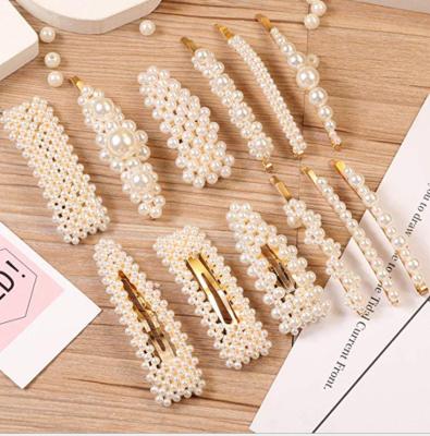 China Cute popular high quality Korean fairy pearl hairpin gold female clip headdress for girls for sale