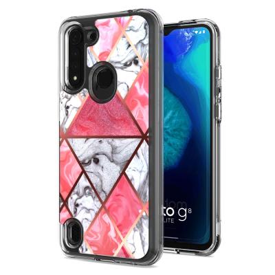 China Anti-fall TPU PC fashion back cover IMD marble cell phone case for Motorola G9 power plus E7 play for sale