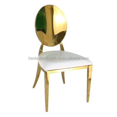 China Modern Gold Stainless Steel Stacking Leather Event Banquet Wedding Chair For Hotel for sale