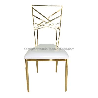 China Modern High quality Bamboo Banquet Restaurant Hotel Oral Back Gold Stainless Steel Wedding Dinning Chair for sale