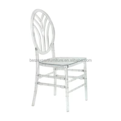 China Modern Modern chairs acrylic plastic tiffany transparent chairs with cushion for hotel used for sale