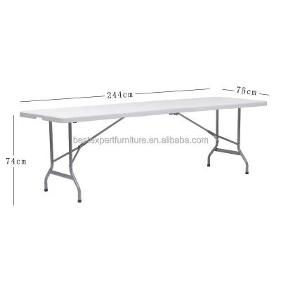 China Modern Outdoor Garden Foldable Portable Table 2.4m Plastic Metal Party Event Picnic Dining Folding Camping Table for sale