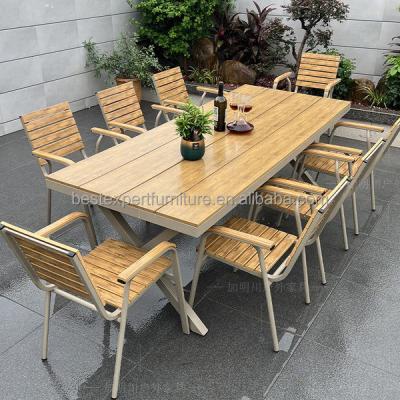 China Modern Outdoor Waterproof Villa Leisure Light Luxury Furniture Courtyard Garden Cafe Plastic-wood Dining Tables for sale