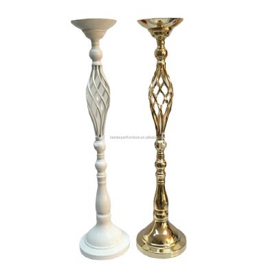 China Luxury High Flower Stand Metal Gold White Silver Flower Stand Road Guide Centerpiece ft016 for sale