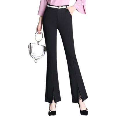 China Anti-wrinkle Fashion Ladies Split Lace Up Slim Fit Trim High Waist Suit Pants for sale