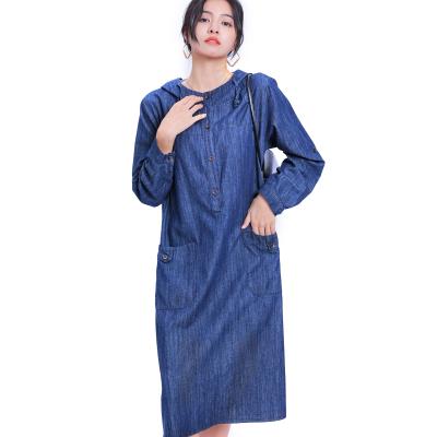 China Summer QUICK DRY One Piece Ladies Loose Casual Dress Women's Denim Dress for sale