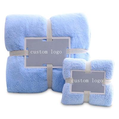 China QUICK DRY & Super Plush Soft Luxury SPA Hotel & Fade Resistant Absorbent Lint Free High Density Custom Coral Fleece Face Towel 2pk for sale