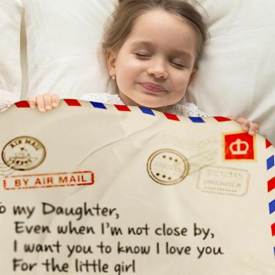 China Custom Baby Wrap Blanket Anti-pilling Letter Throw Blanket Letter Number Wholesale Warm Cozy Flannel Blanket for sale