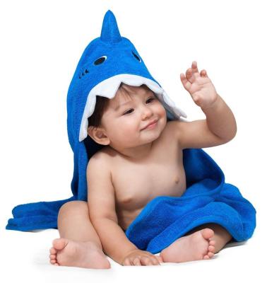 China antimicrobial & New Products Hypoallergenic 2021 Wholesale Custom Luxury and Premium Cotton Baby Hooded Towels With Shark Design for sale