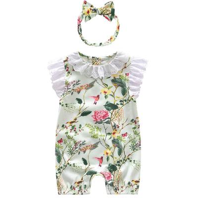 China Hot Selling Comfortable Infant&toddler Clothes Cozy 100% Pure Cotton Baby Clothes Romper With Headband for sale