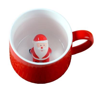 China Ceramic Creative Christmas 3D Coffee Mug Cute Three-Dimensional Animal Mug for sale