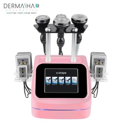 China New Portable Beauty Center+Home+Clinic Tech Machine Pink S-shape 40k Slimming Cavitation 6 in 1 80k Cavitation Lipo Laser Machine for sale