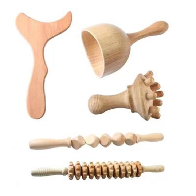 China Face Lift Massager Wooden Plants Wood Therapy Massage Tool Kit Healthy Body Wooden Gua Sha Tools For Home Use for sale