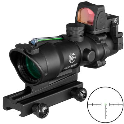 China Real Tactical Red Fiber Optic Scope Shock Proof Chevron Riflescope Reticl 4x32 Acog Green Gun Riffle Scopes With Rmr Red Dot For Hunting for sale