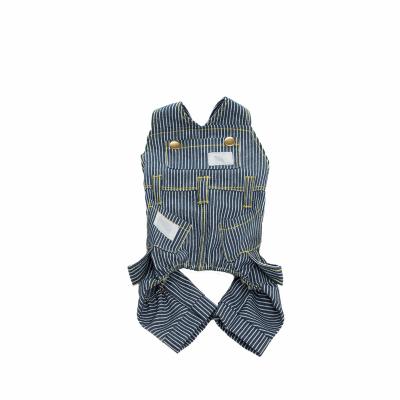 China Wholesale New Fashion Viable Blue And White Striped Cute Dog Pet Clothes Puppy Dog Solid Color Jeans for sale