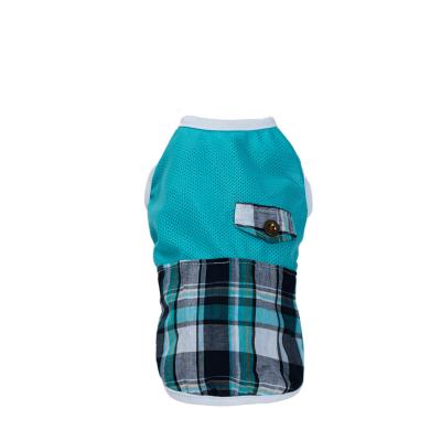 China Sustainable Pet Clothing Dog Clothes Check Vest Blue Dog Clothes Designer Pet Clothes for sale